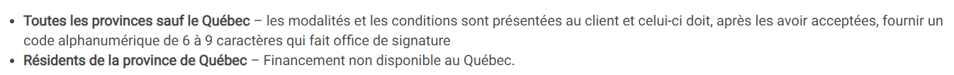 Dell n'offre pas la possibilité de financer les achats des résidants du Québec