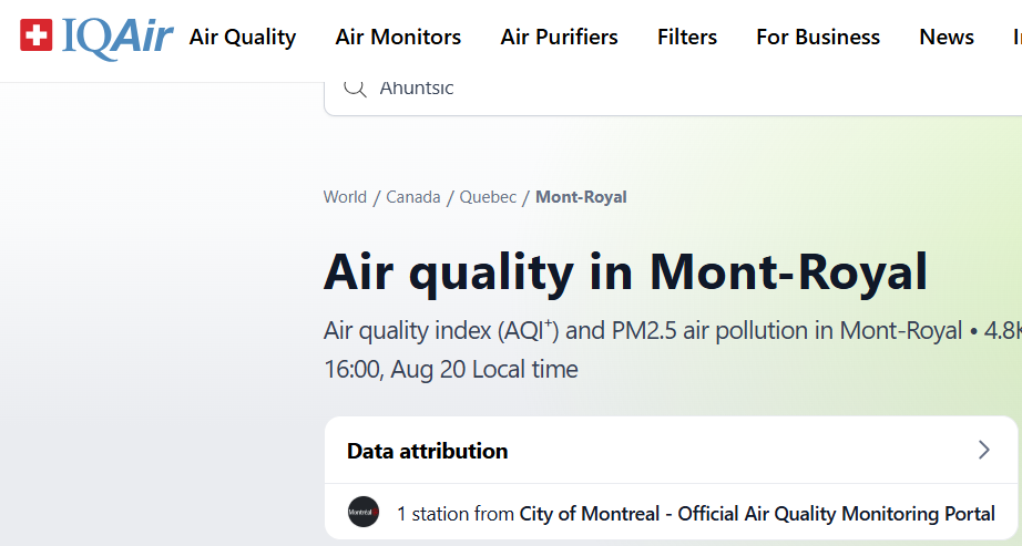 IQAir, pour connaître la qualité de l'air de plusieurs villes dans le monde.